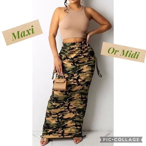 Maxi or Midi Camouflage Skirt - Picture 1 of 5